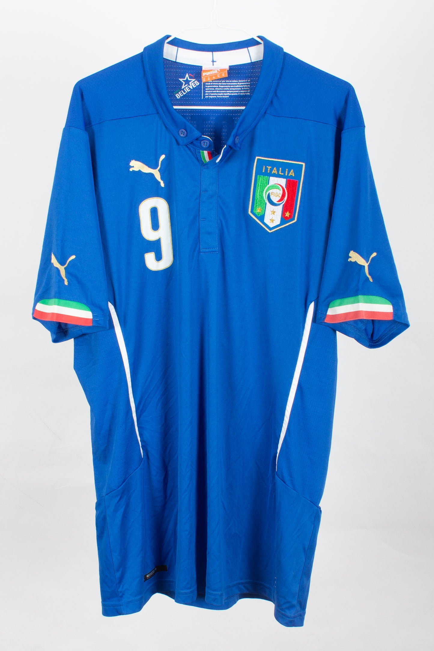 Italy 2014 Home Shirt (Balotelli #9) (XL)