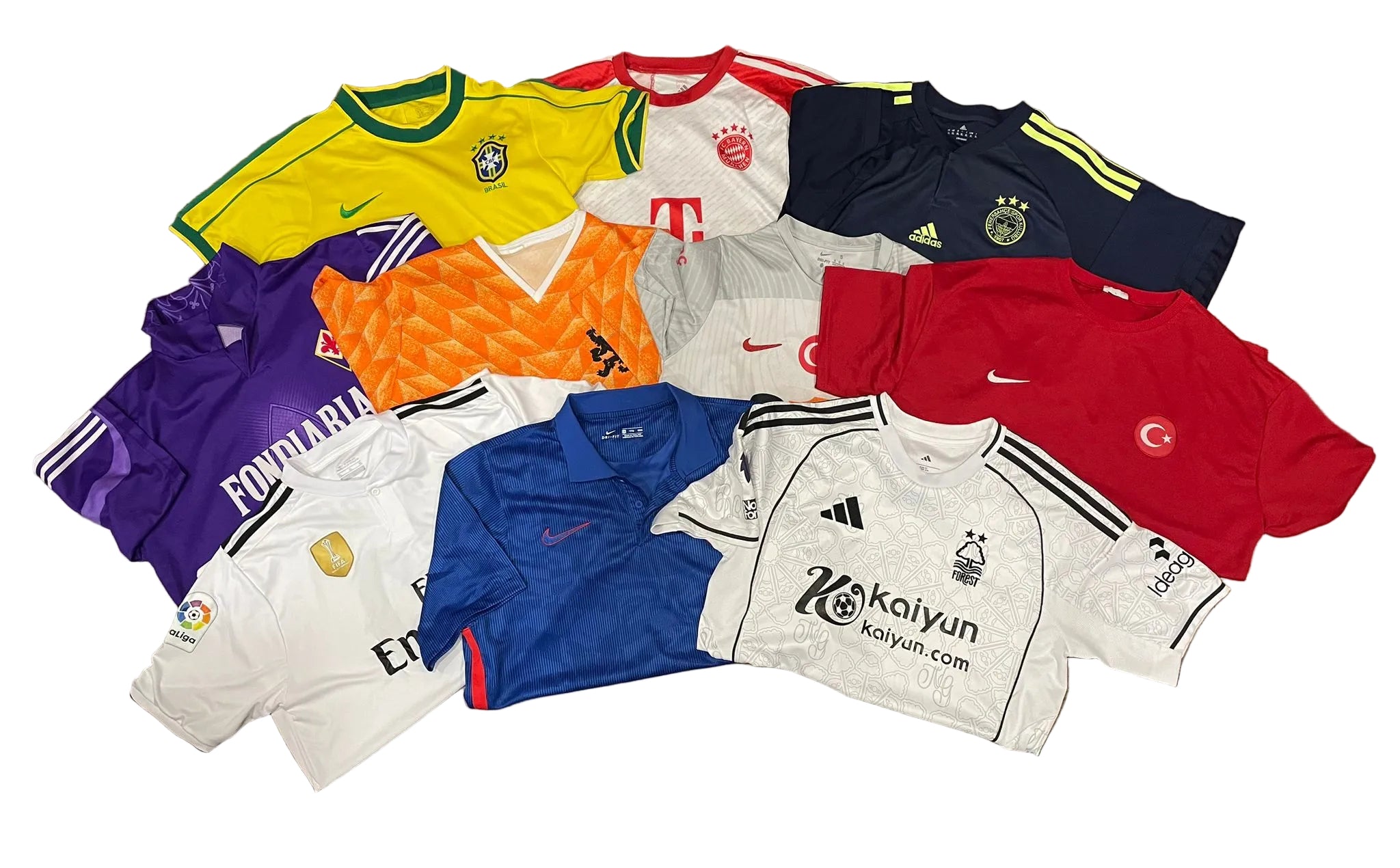 Vintage Football Fan Shirts, unofficial items x100 Bundle, ideal for re-purposing - bucket hats, bags etc